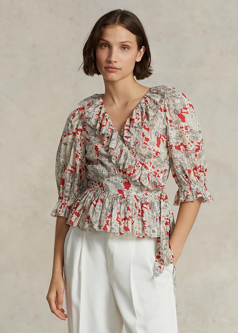 ポロ ラルフ ローレン トップス レディース カラー Ruffled 花の コットン Wrap GAHKL1762